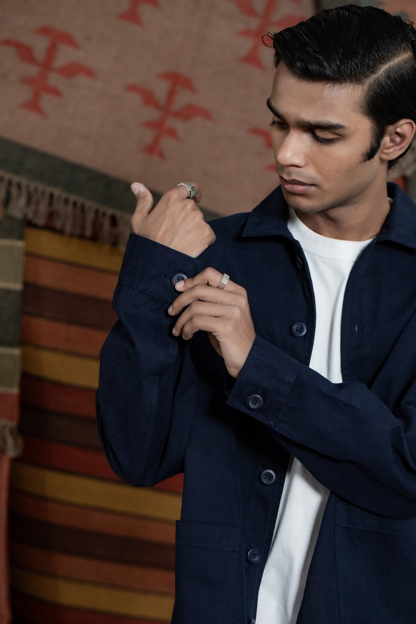 Thar Cotton Overshirt-Navy Blue