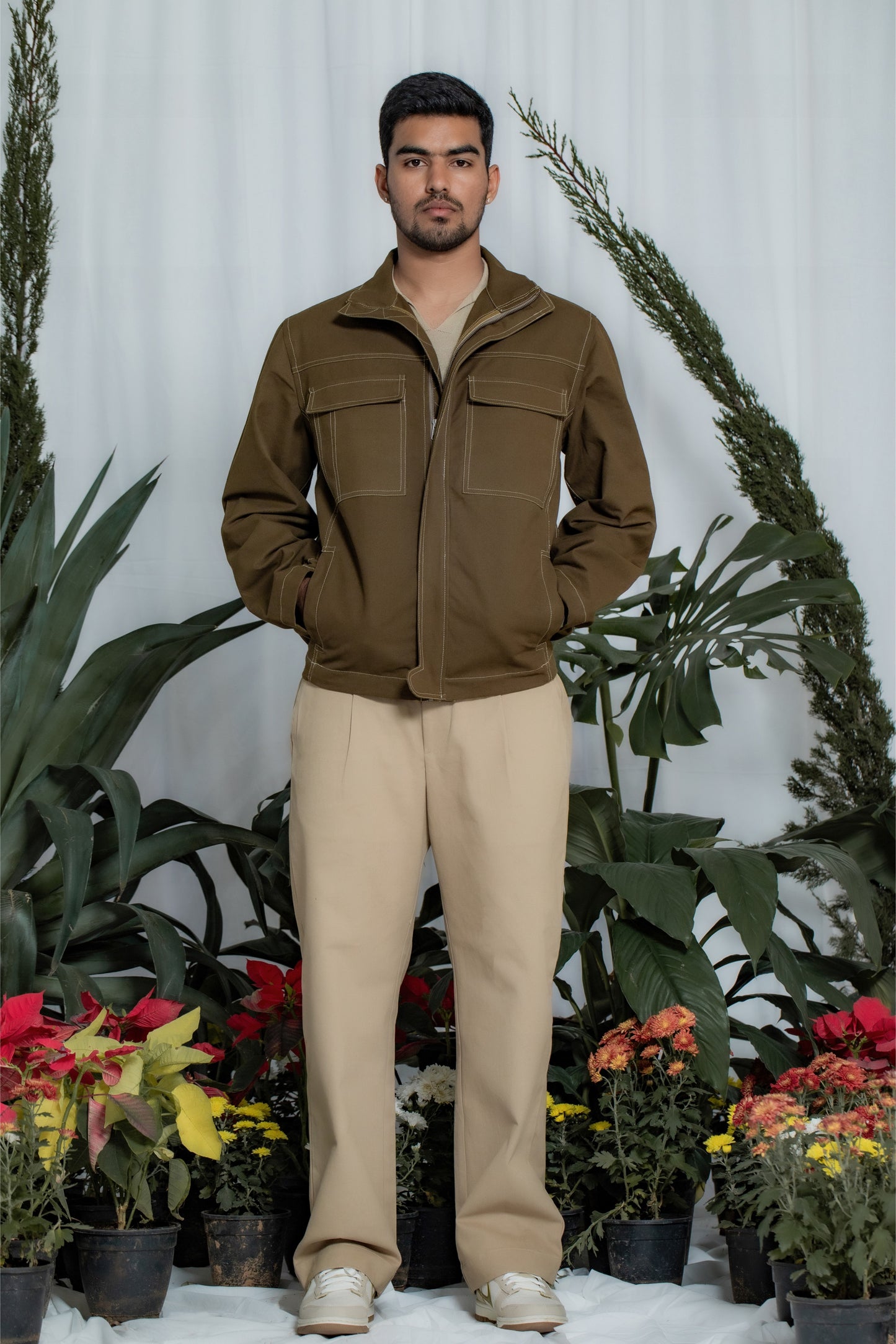 Leh Cotton Jacket-Olive Green