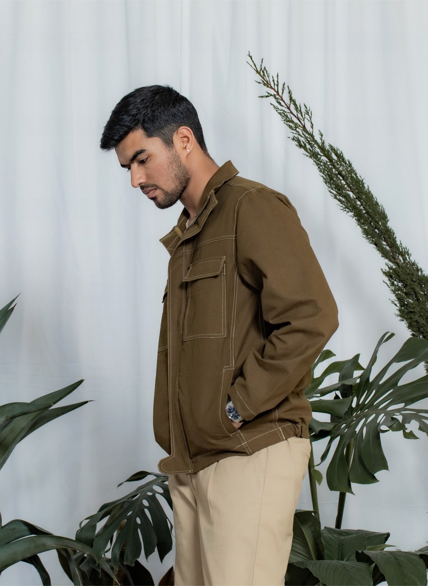 Leh Cotton Jacket-Olive Green