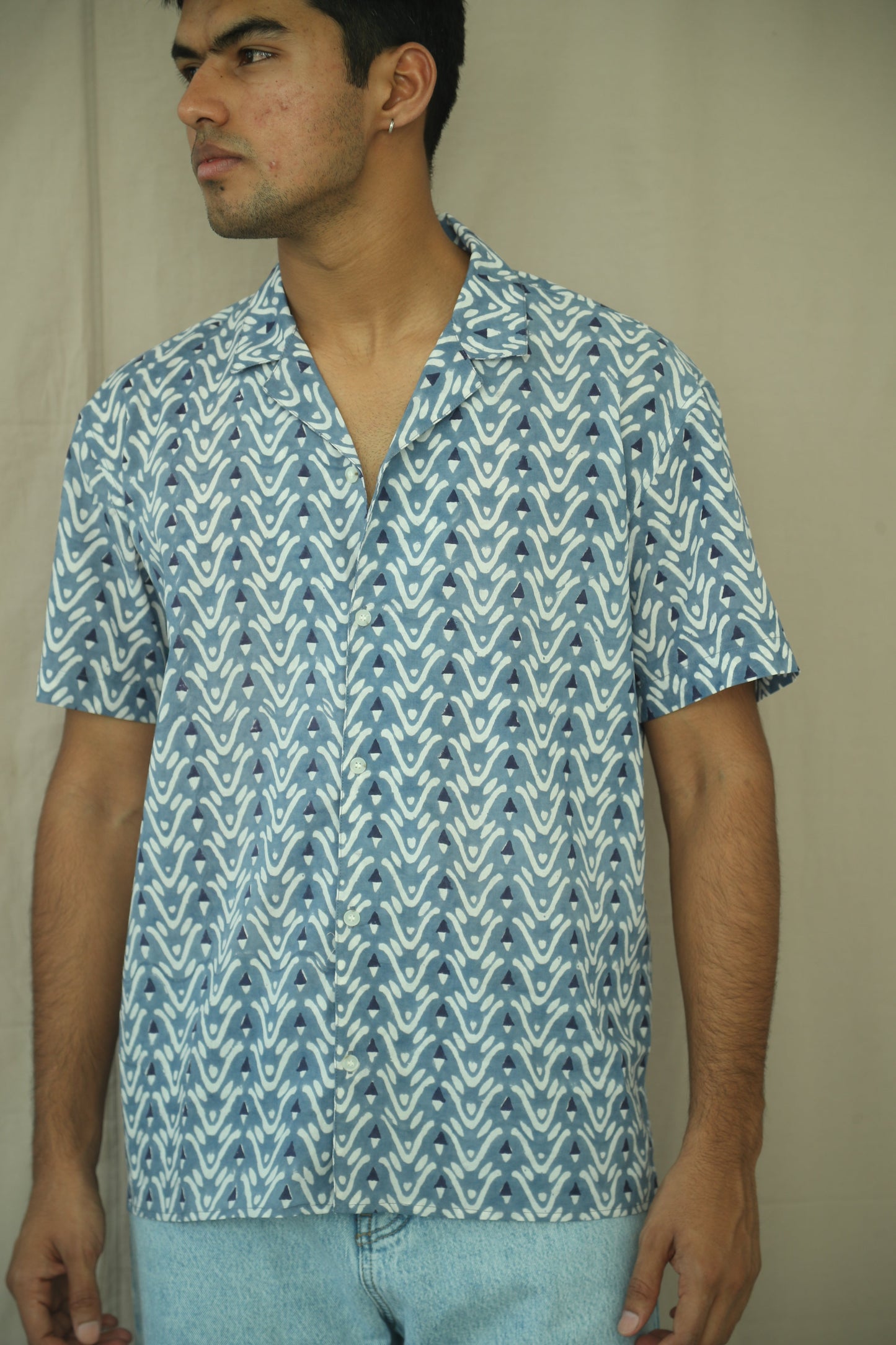 Volcano Blue Bowling Half Sleeve Shirt