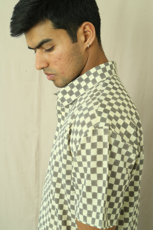 Chess Gray Half Sleeve Shirt